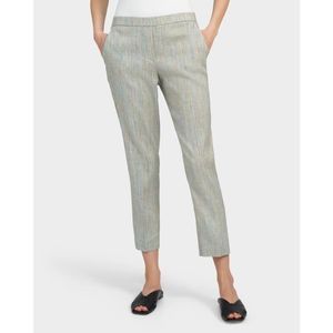 Theory Treeca Pull-On Linen Blend Slim Cropped Pant Multicoloured Sz 6